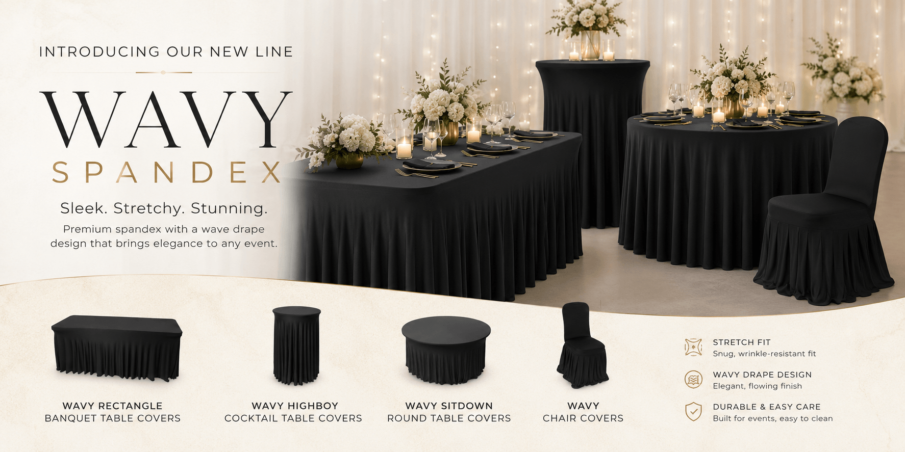 Wavy Spandex Table and Chair Covers
